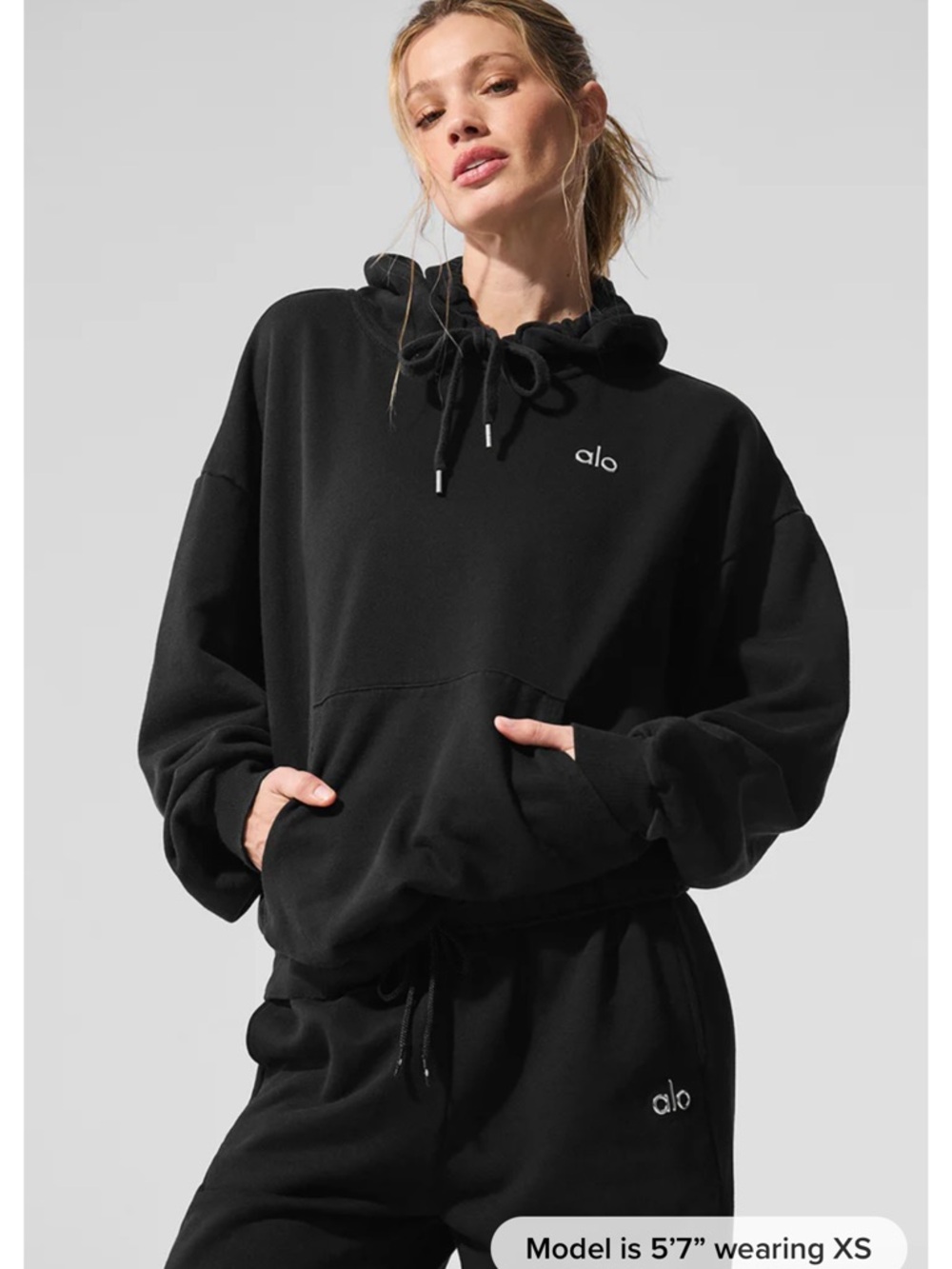 UNISEX ALO Yoga Black Sweatshirt and pants  Set